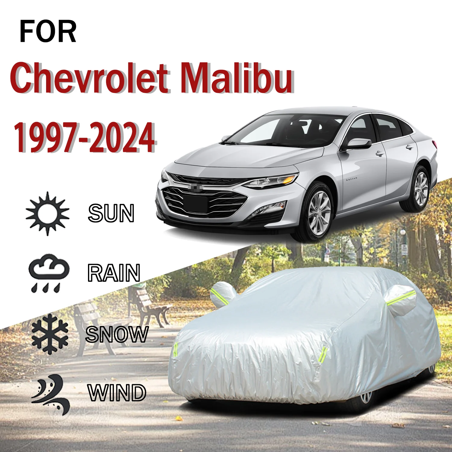 

For Chevrolet Malibu 1997-2024 Outdoor Protection Full Car Covers Snow Cover Sunshade Dustproof 190t Car cover Car accessories