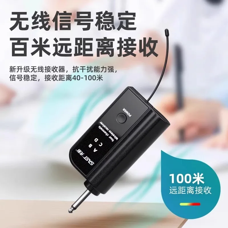 Xianke OK-90A ميكروفون لاسلكي واحد إلى أربعة، ميكروفون FM مخصص لسطح المكتب معقوفة للبث المباشر ومؤتمر FM مخصص