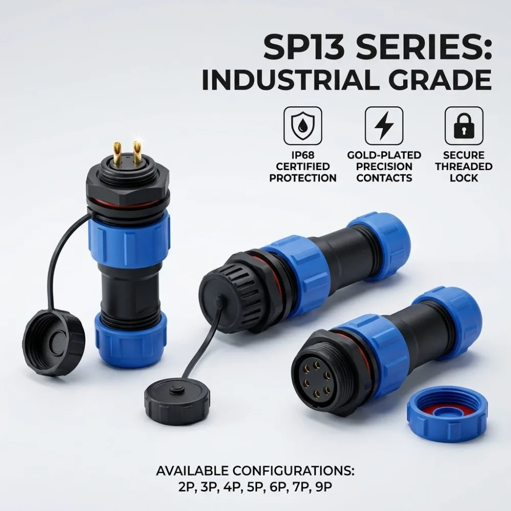 

Waterproof IP68 SP13 2-9Pin Male Female Connector Aviation Plug Panel Mount Wire Cable Heavy Duty for Industrial