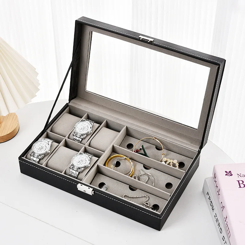 DELESYS Multi-Functional Portable Large Capacity Eco-Leather Sunglasses Watch Jewelry Display Storage Box