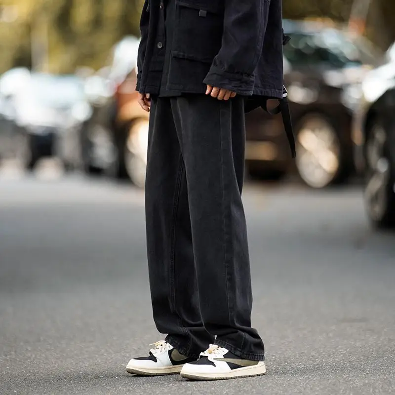 

Bla Loose Men's Jeans Retro Straight Leg Long Pants American High Street Hip Hop Trousers Youth Wear Spring Autumn Denim