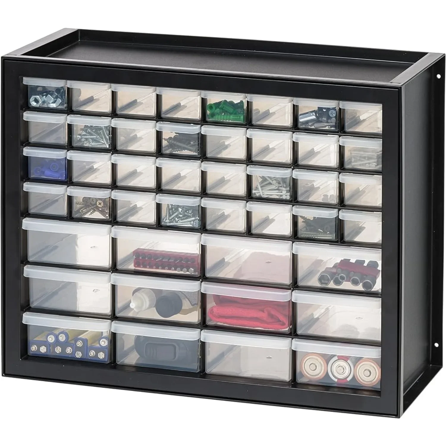 Stackable Storage Cabinet for Hardware Parts Crafts, Black - Small Brick Organizer Utility Chest