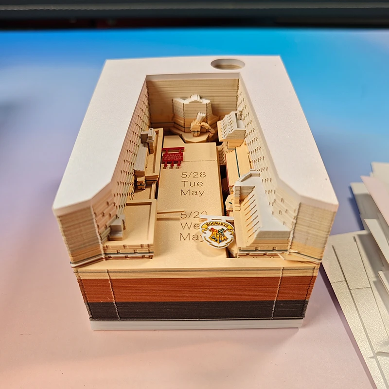 

[k]Time Piece Calendar 2026 Desk Calendar With LED Light 3D Tear-away Calendar Paper Carving Art Memo Pad Notepad Gift