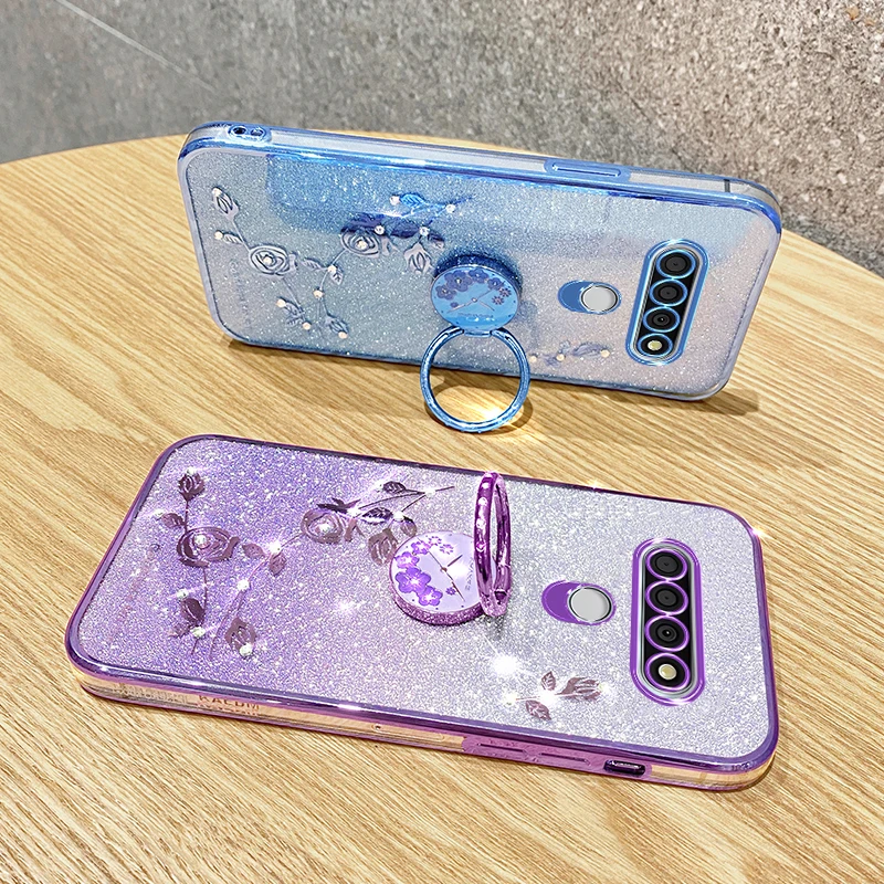 Luxury Glitter Shiny Diamond Ring Holder Case For LG Stylo 6 Stylo6 Soft TPU Back Cover Phone Cases