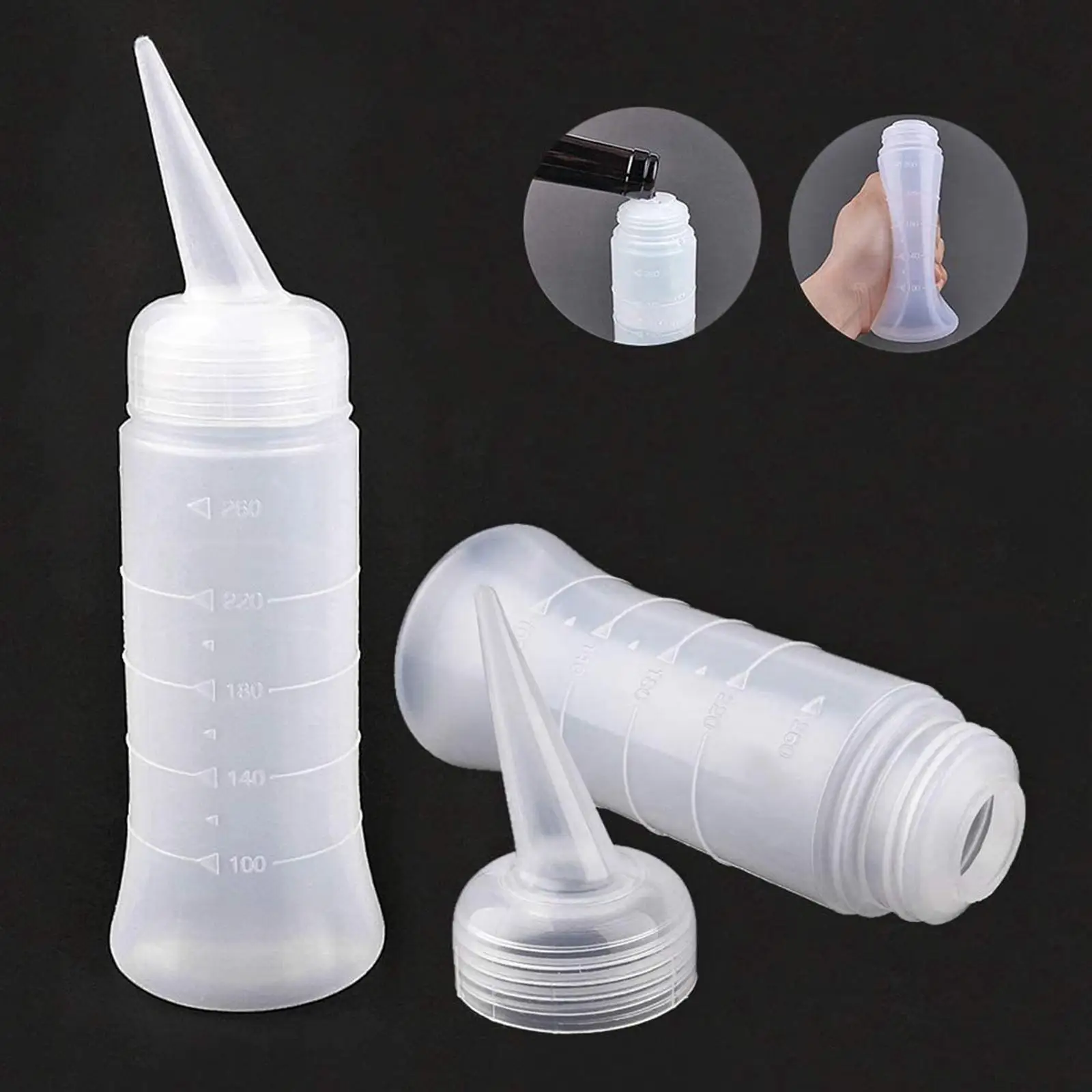 2 Pieces Applicator Bottle 260ml Squeeze Bottle for Home DIY Barbershop