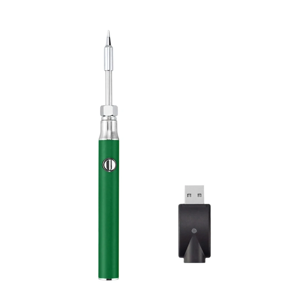 AT29-Soldering Iron Pen 510 Thread 3-Level Voltage Soldering Iron Kit With Soldering Iron Tip 1100Mah USB Rechargeable Green