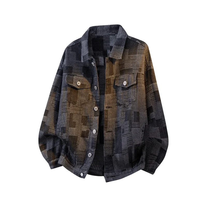 

2026 Весенняя мужская потертая джинсовая куртка Мужская куртка в сетку в стиле ретро Мужская повседневная уличная куртка в стиле хип-хоп Модная свободная верхняя одежда для пар