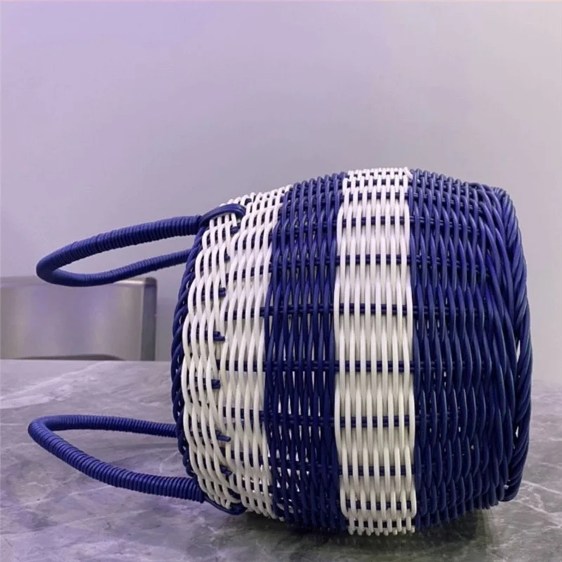 MAKE-Blauer und weißer Picknickkorb für den Außenbereich, Einkaufskorb, Pflückkorb, Geschenkkorb, tragbarer Korb