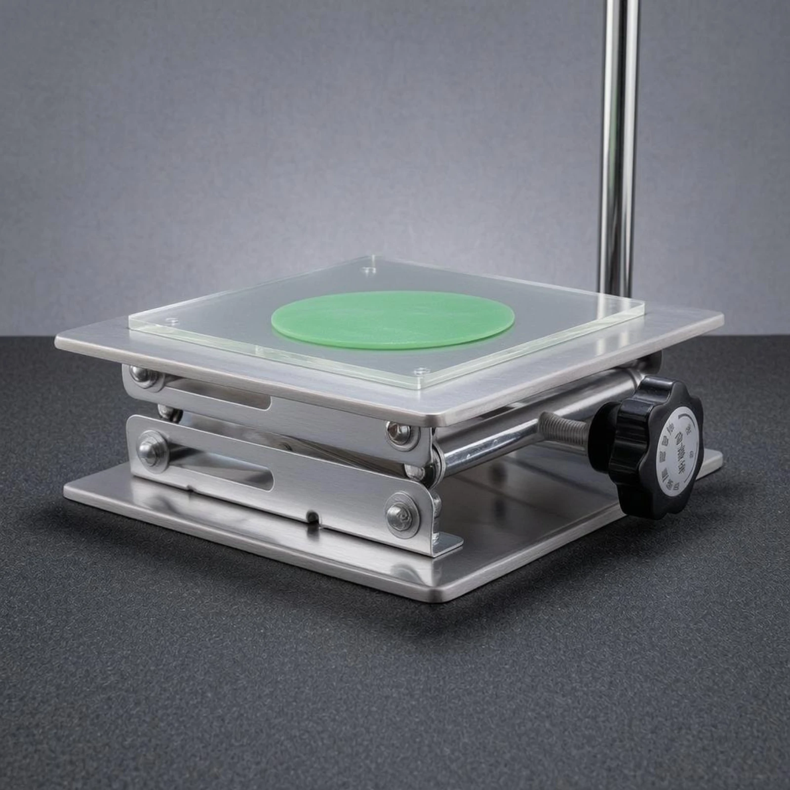 Scissor Lift Platform Polished Finish Manual Lifting Platform Laboratory Lift Stand Green Pad Laboratory Lift Table