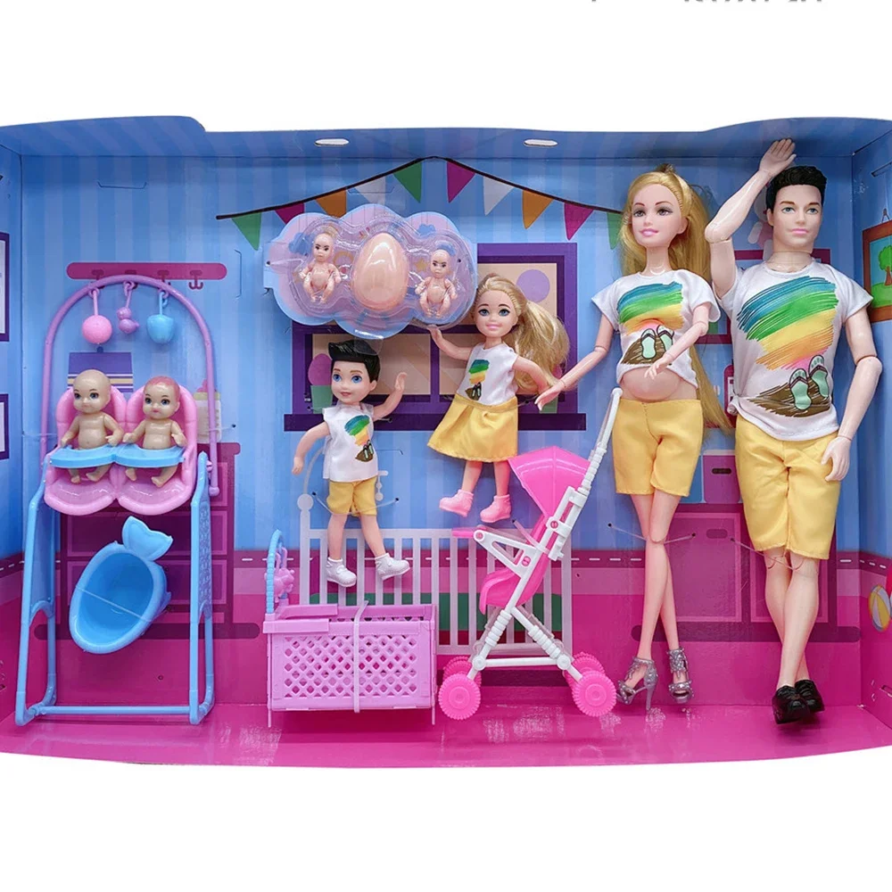 5 unids/lote familia pareja muñecas mamá embarazada muñeca cochecito cama accorios bebé niño Ken Playset niños juguet para juego de imitación regalos para niñas - AliExprs 26
