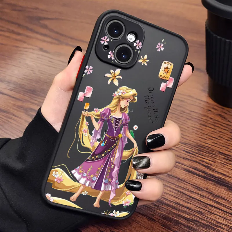 Princess Tangled Rapunzel For iPhone 15 14 13 12 11 Pro Max XS Max X XR 7 8 Plus 6S 5S Frosted Translucent Phone Case