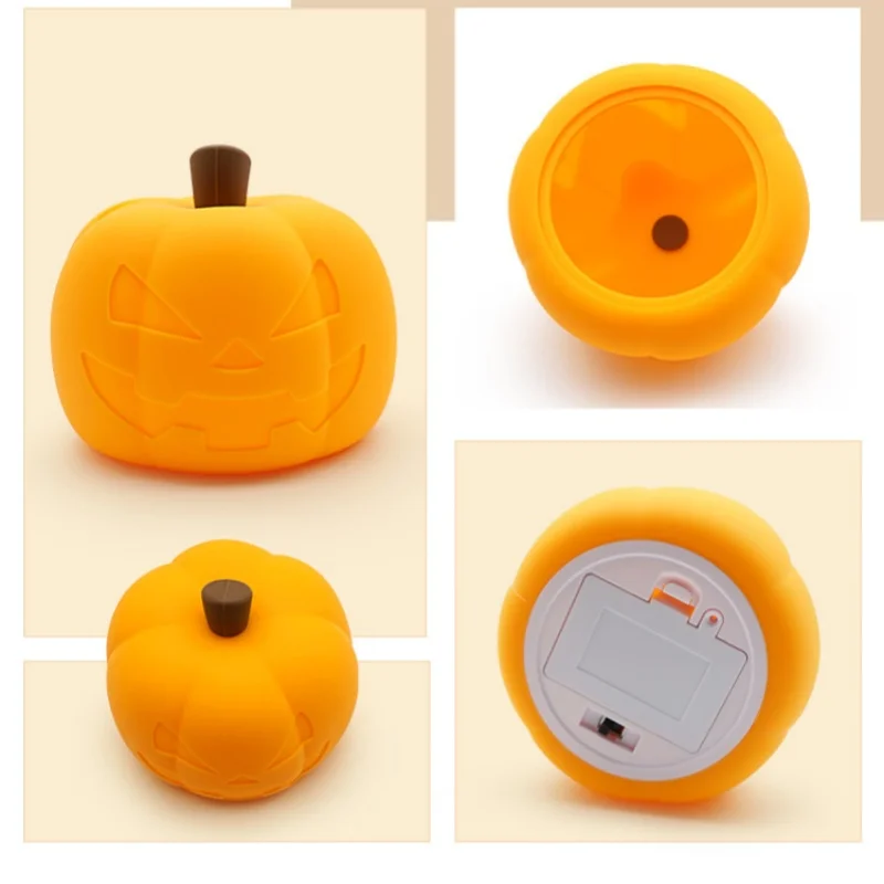 Luz nocturna de silicona de calabaza para Halloween, luz decorativa de ambiente para alimentación del hogar, cabeza de cama suave, luz para dormir para niños