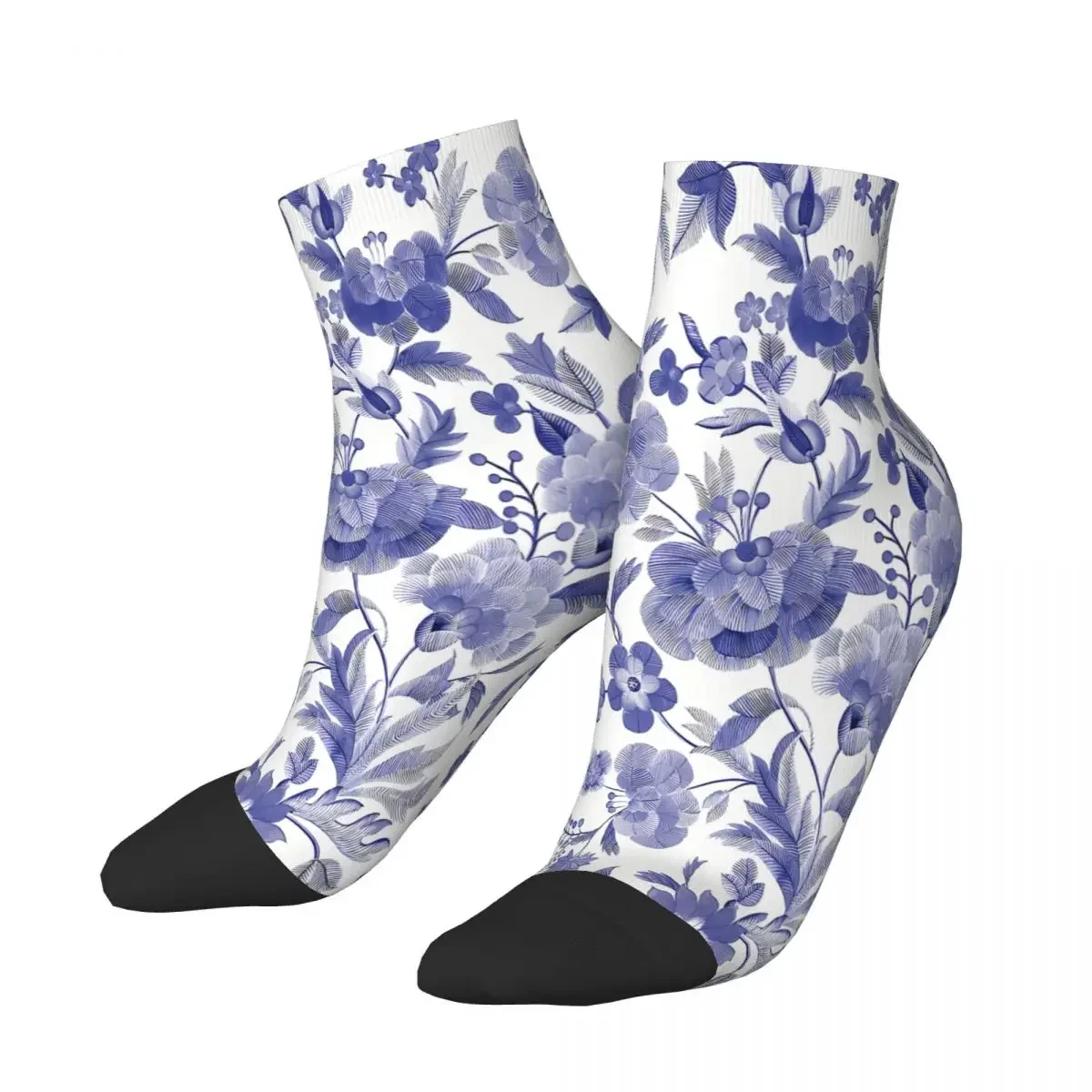 Fabulous Blue And White Asian Style Floral Japanese Ankle Socks Male Mens Women Autumn Stockings Harajuku