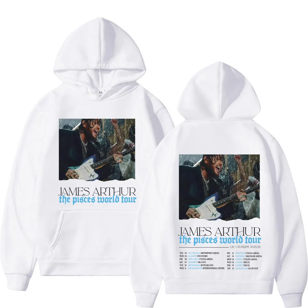 James Arthur The Piscis World Tour 2025 Sudadera con capucha gráfica para hombre, jersey informal de moda de manga larga, ropa deportiva de Hip-hop de alta calidad