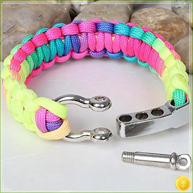 10 Sets Metal Bow Shackle,Alloy Umbrella Rope Buckle, Adjustable D Buckle Umbrella Rope Bracelet Buckle