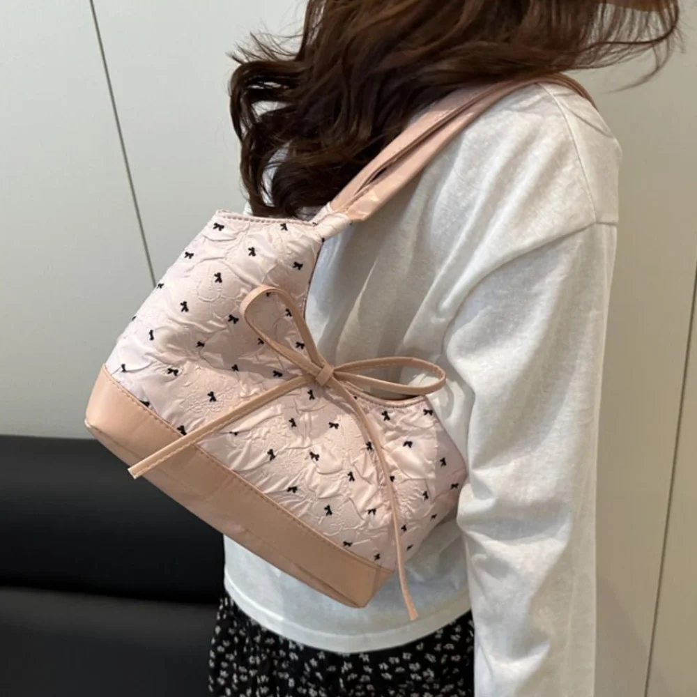 

Trendy French Bow Ribbon Shoulder Bag Y2K Versatile Armpit Bag Leisure Sweet Underarm Bag Female