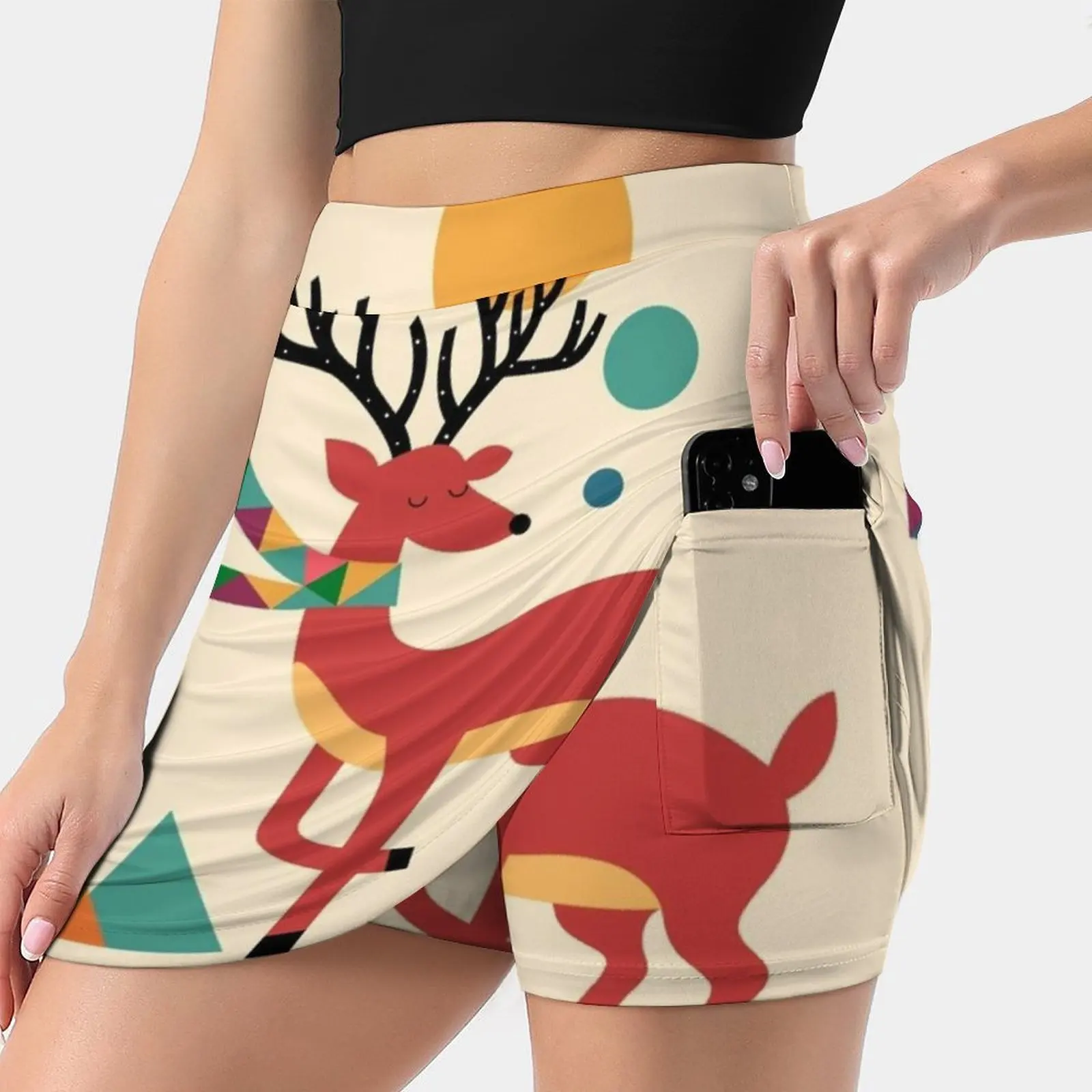 Deer Autumn Women's skirt With Pocket Vintage Skirt Printing A Line Skirts Summer Clothes Reindeer Autumn Deer Fall Harvest Joy