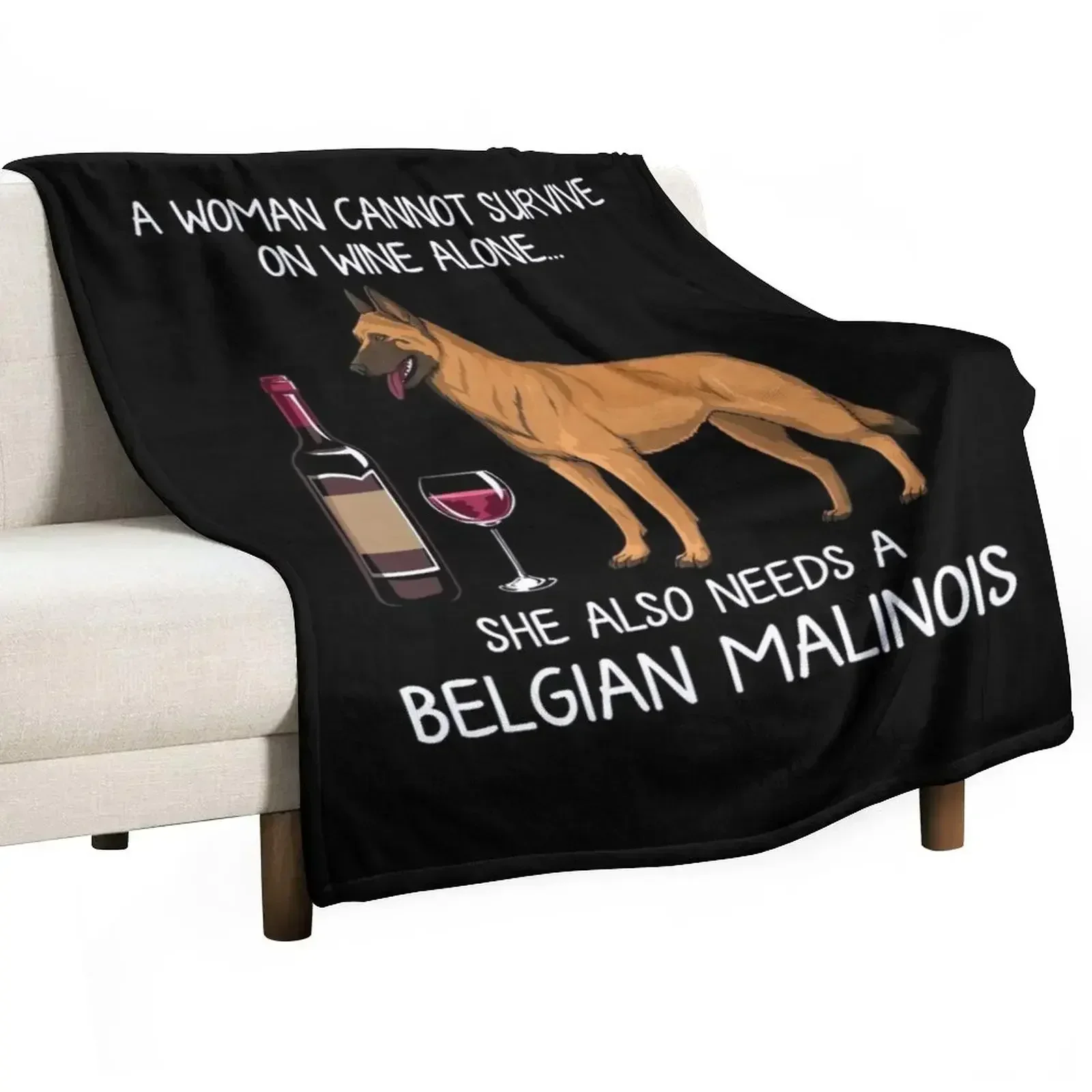 Belgian Malinois and wine Funny dog Throw Blanket Furrys For Decorative Sofa Heavy Sofa Quilt Plaid Sofas Blankets