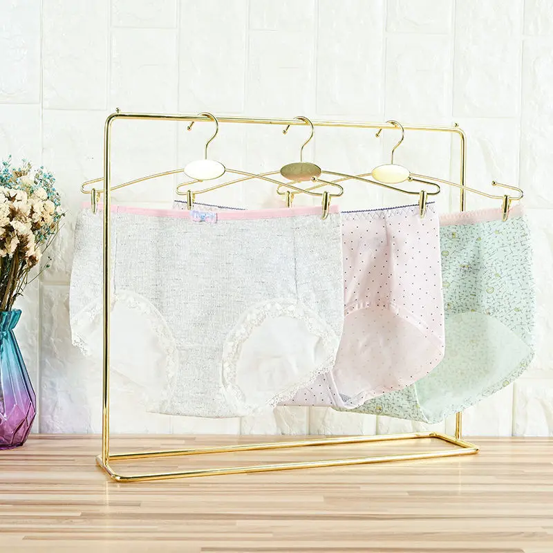 Fashion Gold Underwear Desktop Display Rack Store Window Model Show Underpants Lady's Bra Hangers Clothes Bedroom Storage Shelf