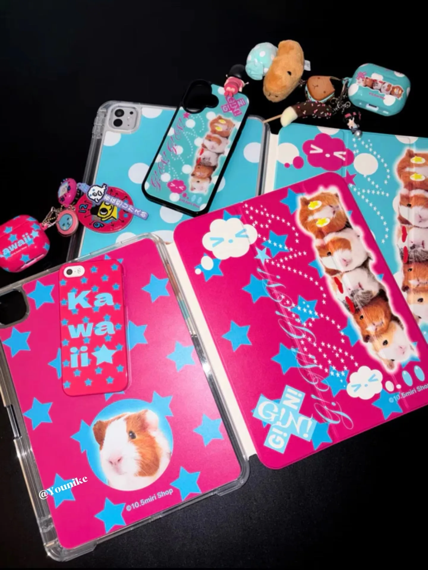 Cute Guinea Pig Polka Dot Star Y2K Tablet Case For iPad Pro 11 12.9 13 A16 M2 M4 M3 M5 5/6/7/8/9/10/11th Mini Air 3 4 5 6 Cover