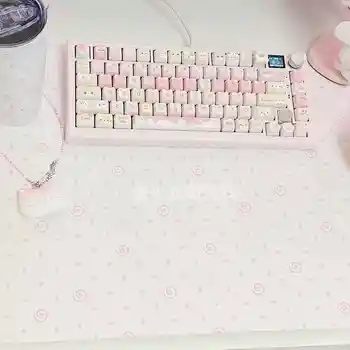 Růžová dívčí podložka pod myš z umělé kůže, vodotěsná protiskluzová kancelářská podložka na stůl, velká velikost, roztomilá podložka pod klávesnici pro počítač, prostírání 10 nejlepší prodej roztomilé podložky na stůl - №9