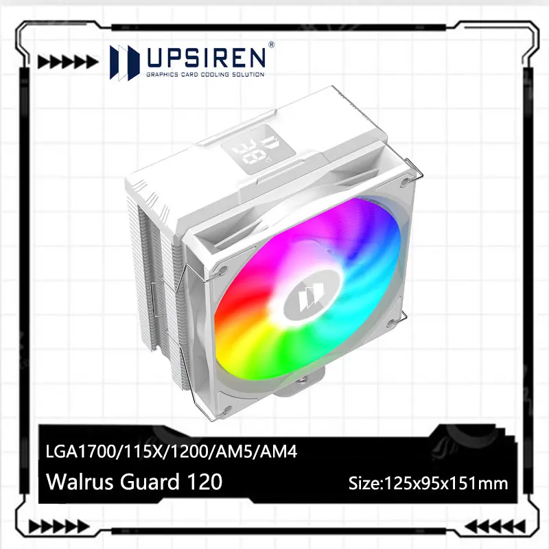 UPSIREN Walrus Assassin 90 4 heat pipe single tower air cooler with temperature display 9CM ARGB PWM fan supports LGA1700 AMDAM5