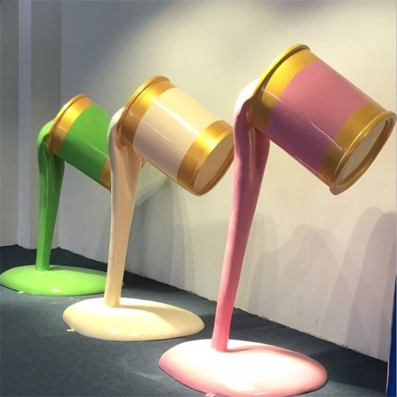 FRP creative painted paint bucket sculpture decorative ornament