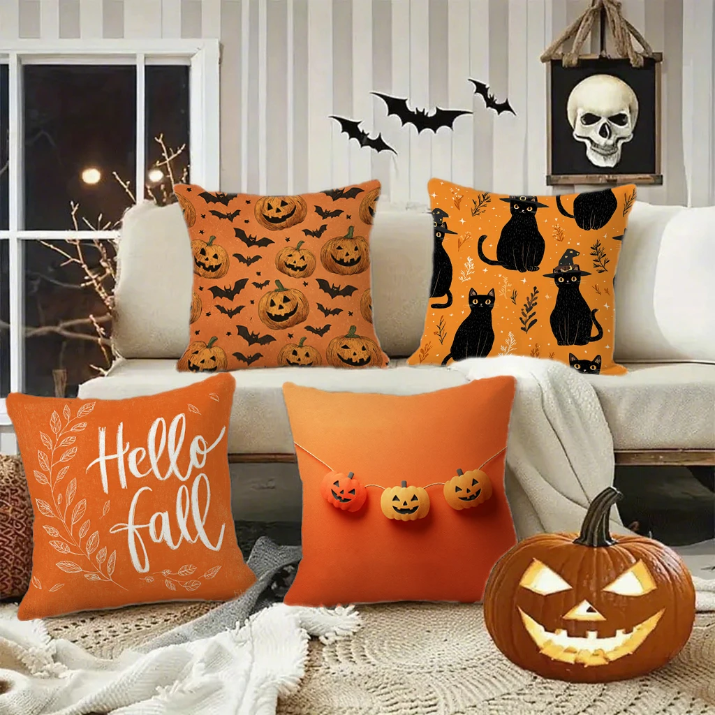غطاء وسادة منقوش على شكل قرع من Hello Fall مناسب لأريكة غرفة نوم السيارة وغطاء وسادة مزخرف