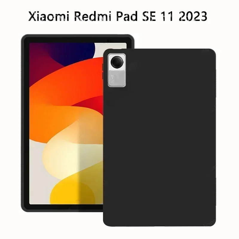 

Противоударный чехол для планшета Xiaomi Redmi Pad SE 11 2023, гибкая мягкая силиконовая черная задняя крышка