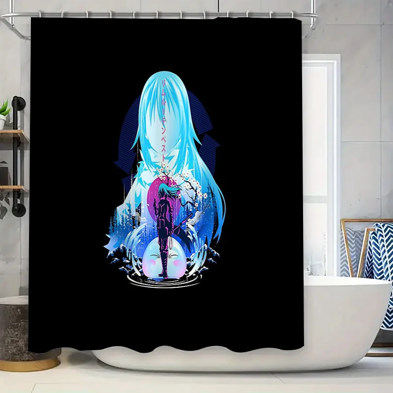 

Anime Girl Waterfall Shower Curtain Japanese Nature Landscape Decor Bathroom Set Artistic Home Decor Unique Wall Hanging