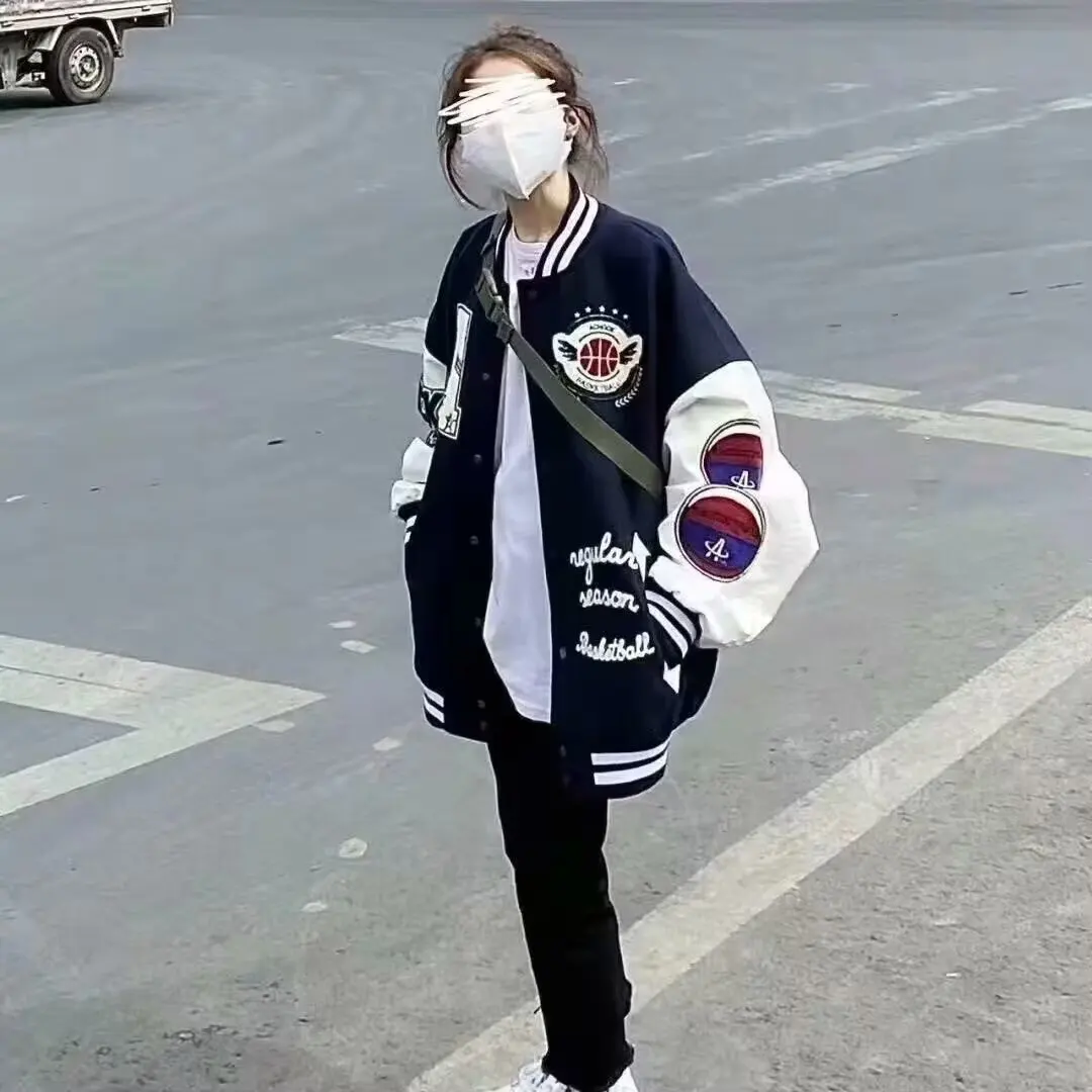 

Loose Men's Jaet 2024 Spring Autumn Street Sle Trendy Harajuku Korean Version Casual Haome Outerwear Polyester Fiber