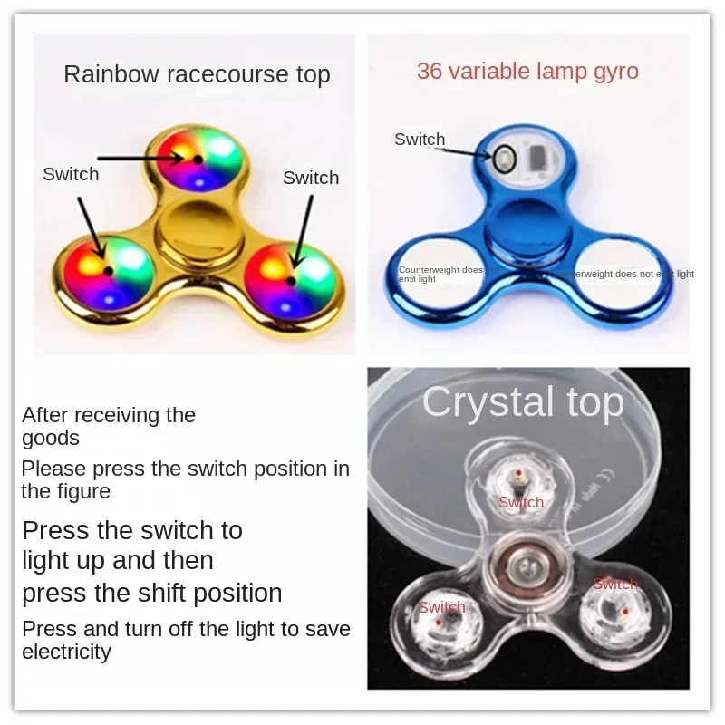 Illuminated Fingertip Gyroscope Toy with Adult Palm Rotation Color Nightlight Fingertip Gyroscope Christmas Present