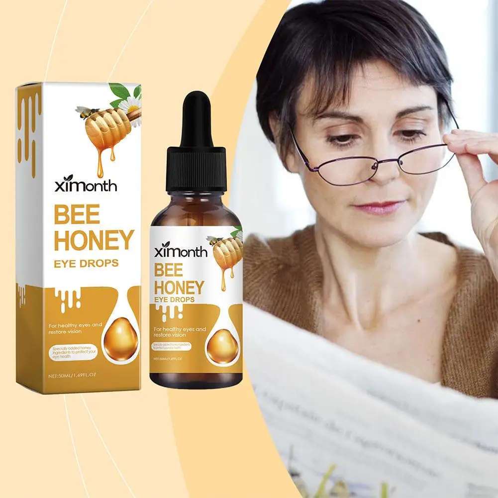 50ml Bee Honey Eye Drops Eye Treatment Discomfort Drops For Blurred Vision Cure Dry Eyes Cloudy Eyeball Black Shadow Remover