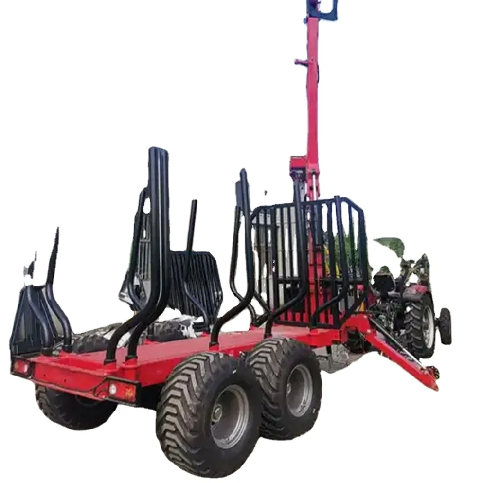 1t 2t 3t Forest Trailer hydraulic Atv Log Timber Wood Trailer Grab Crane Offroad Wheels 360 Rotatable Wood Grabber