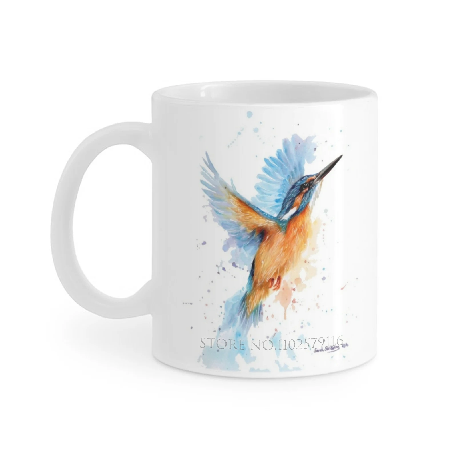 Kingfisher Watercolour White Mugs Coffee Cup Milk Tea Mug 11 Oz Kingfisher Bird Art Bird Birds Wildlife Art Wildlife Animals