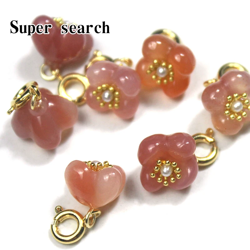 

Osmanthus Natural Agate Light Red Pendant DIY Hand Carved Bead Bracelet Necklace Accessories Jewelry Drip Slippery