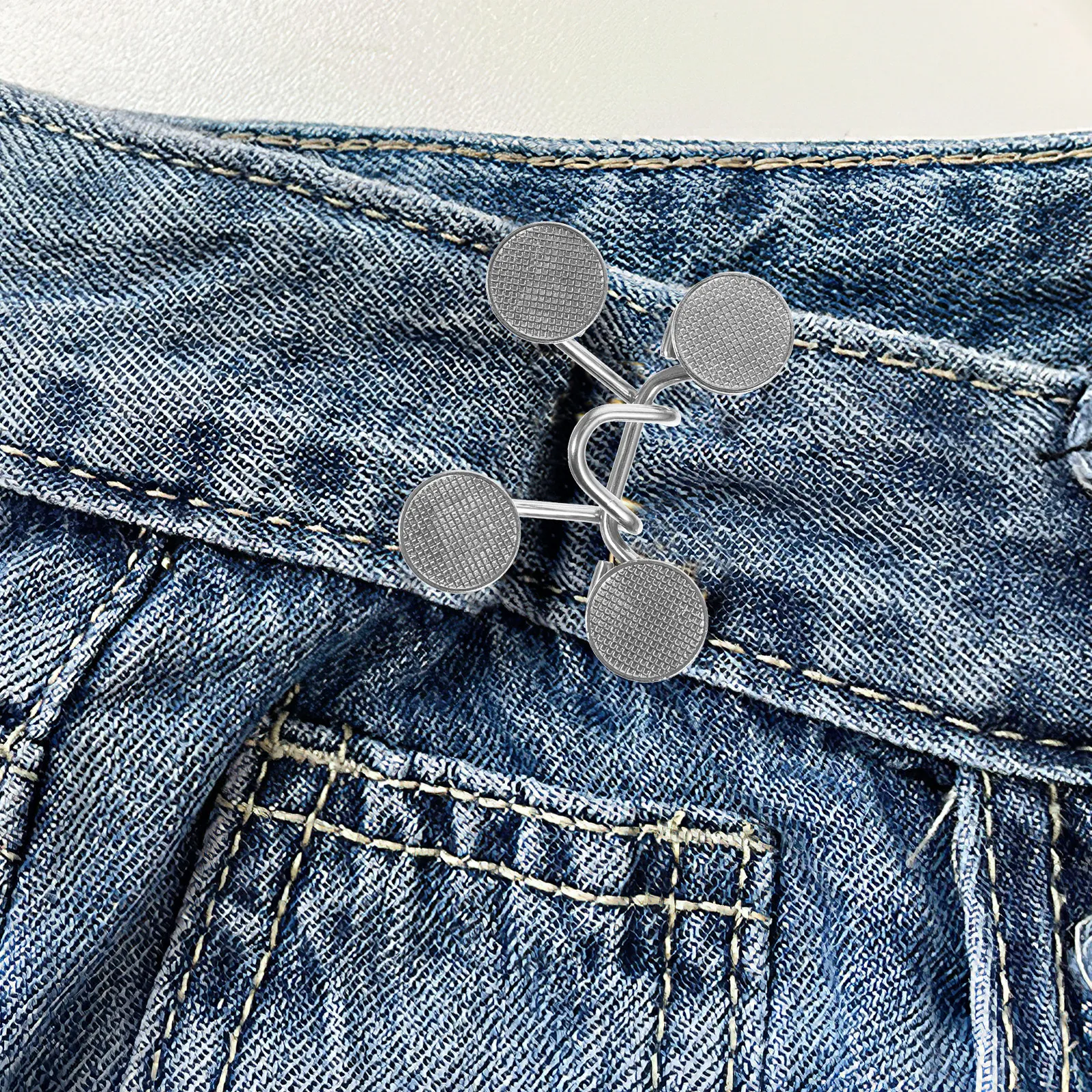 2Pcs Elegant Alloy Waist Buckles Adjustable Detachable Jeans Buttons Non-Staple Reusable Waist Adjusting Clamp Comfortable
