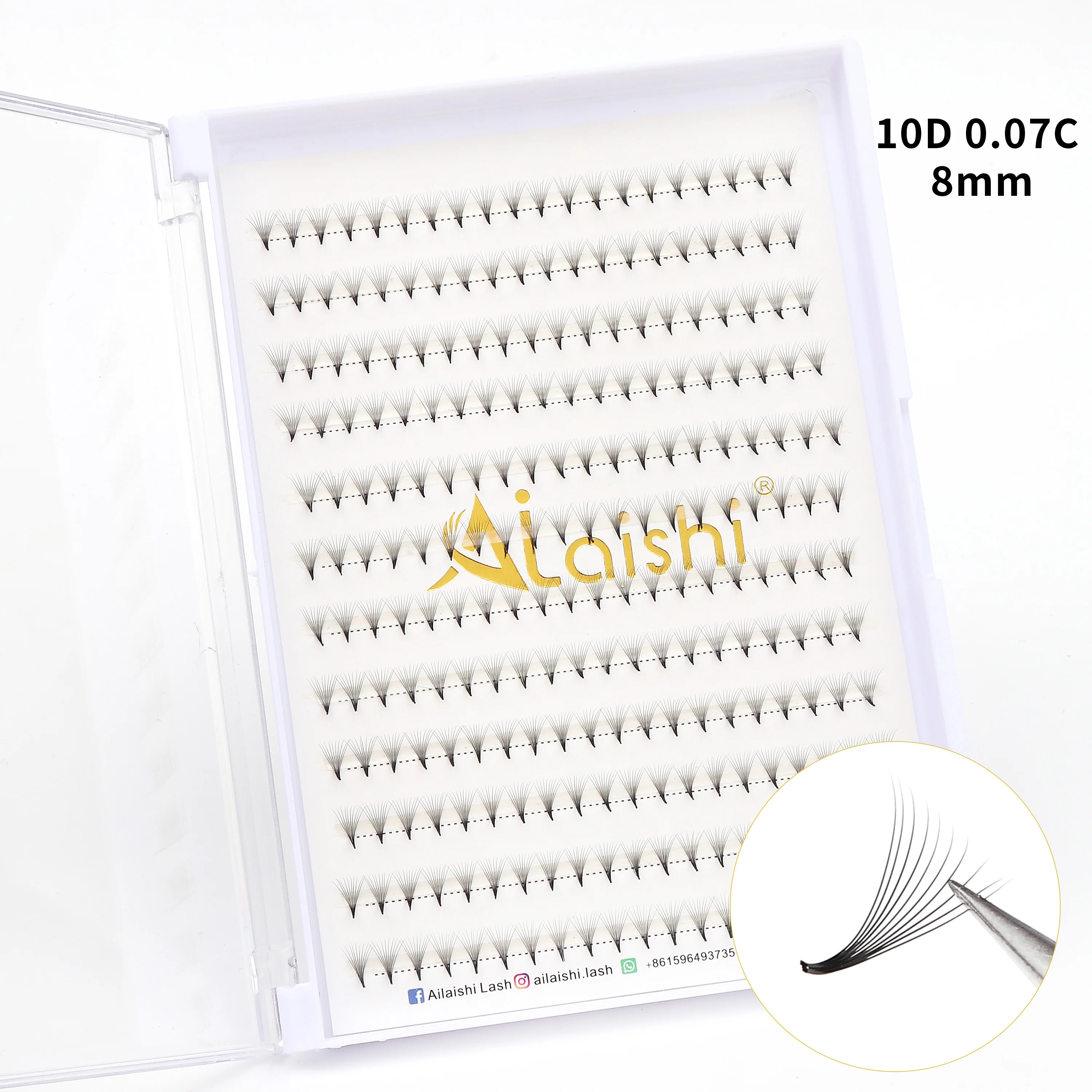 240pcs 10D Premade Fans Eyelash Extensions - Dramatic Volume Lash Extensions, C/D Curl, 0.07mm Thickness, 8-15mm Length Eyelash