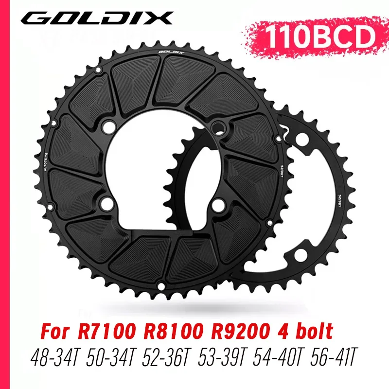 

GOLDIX chainrings 110bcd 4 bolts For Shimano R7100 R8100 R9200 Aluminum Road bike double chainring 110 bcd 4 bolt chainring