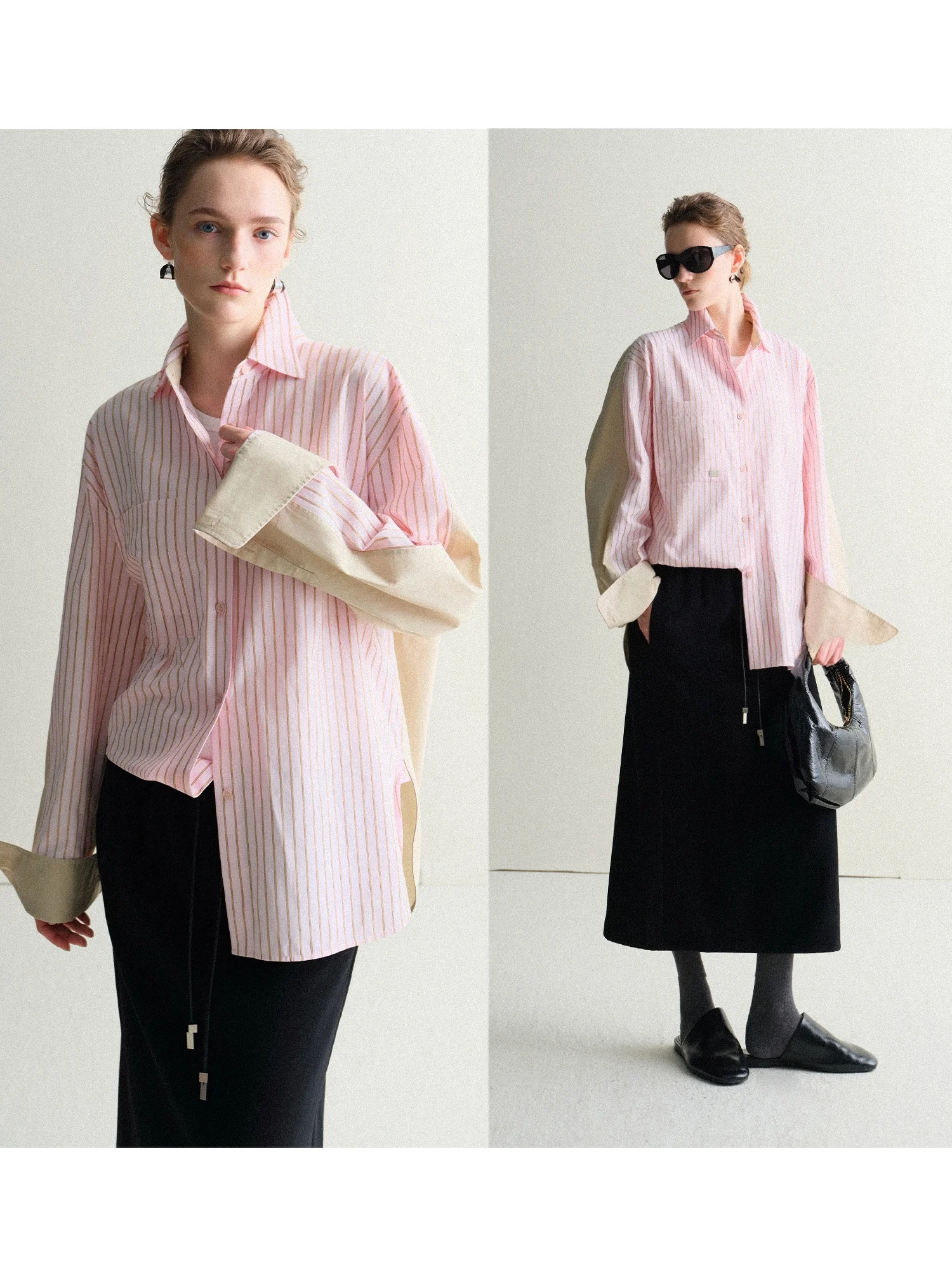 

Оригинальный дизайн Mogas: Длинная женская зимняя повседневная рубашка из хлопка и шелка с бархатными полосками и пэчворком, двусторонняя, с рукавами-крылышками.