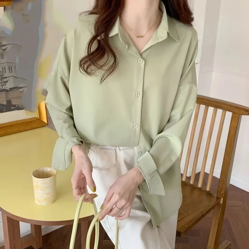 

Рубашки с длинным рукавом, женские клетчатые хлопковые рубашки на пуговицах, облегающие, с отложным воротником, женственная, милая, в консервативном стиле, молодежная корейская повседневная одежда