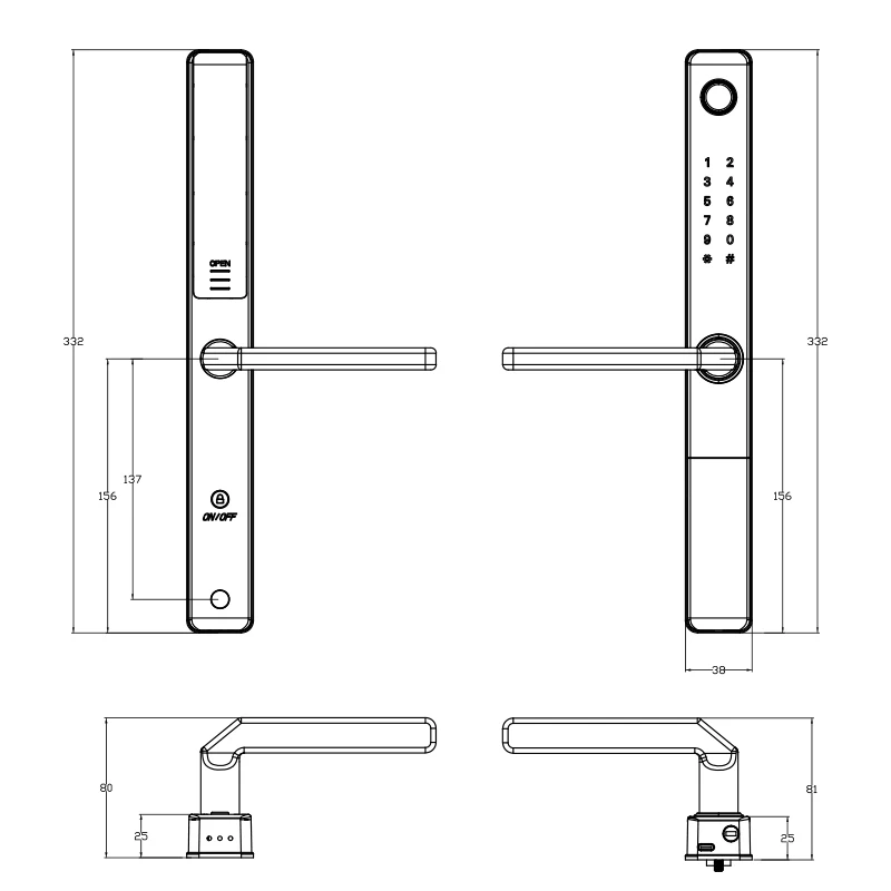 Euro 92/85/72mm Tuya wifi Smart Home Fingerprint Digital Smart door lock for UPVC Aluminium door view 4