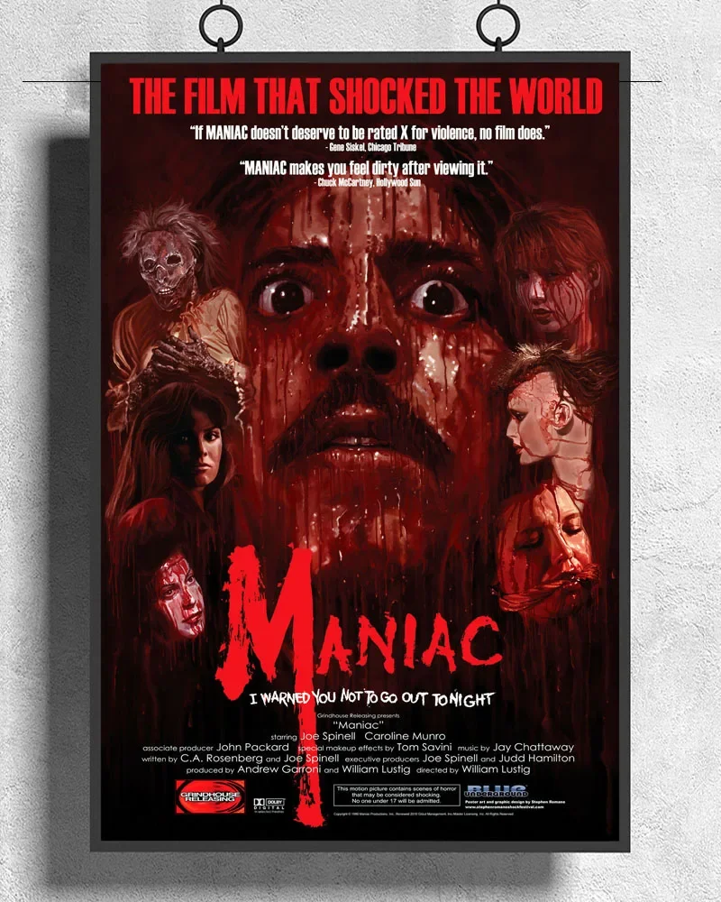 L025 MANIAC Movie 1980 Horror Slasher Silk Fabric Poster Art Decor Indoor Painting Gift