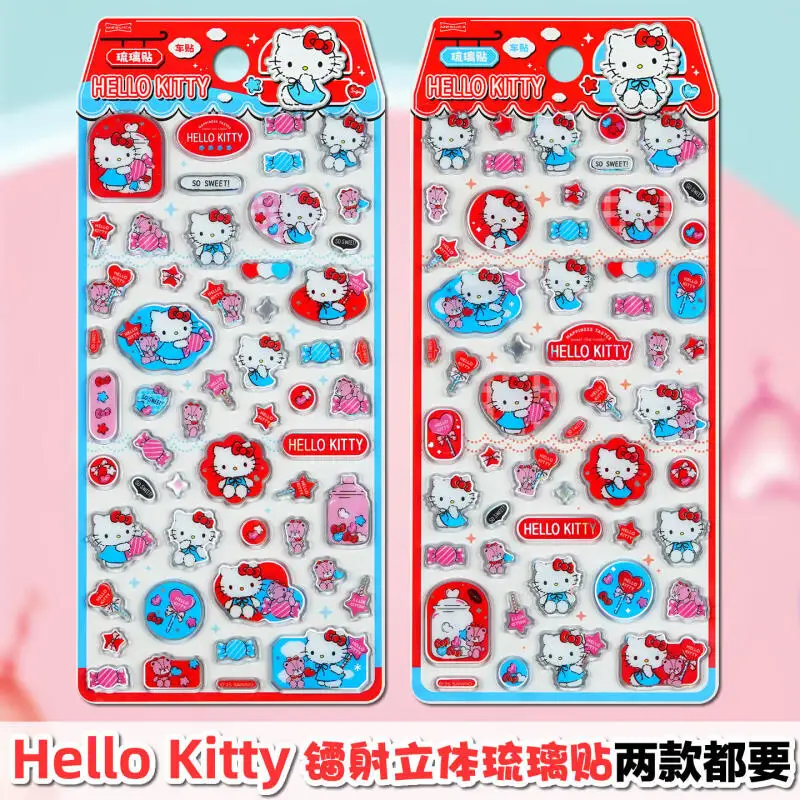 

Kawaii Hello Kitty 3D лазерные наклейки креативный мультяшный чехол для телефона украшение студенческая награда хрустальная конфетная наклейка периферийные устройства подарок