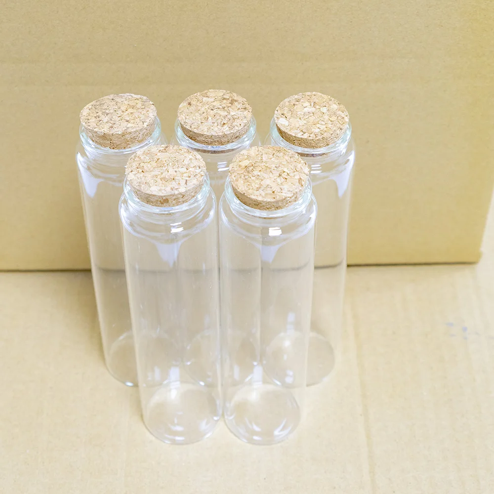 

6 PC 47*180mm 240ml Cork Stopper Glass Bottles Spicy Storage Jar 200cc Bottle Food Containers Large Spice Candy Jars Vials