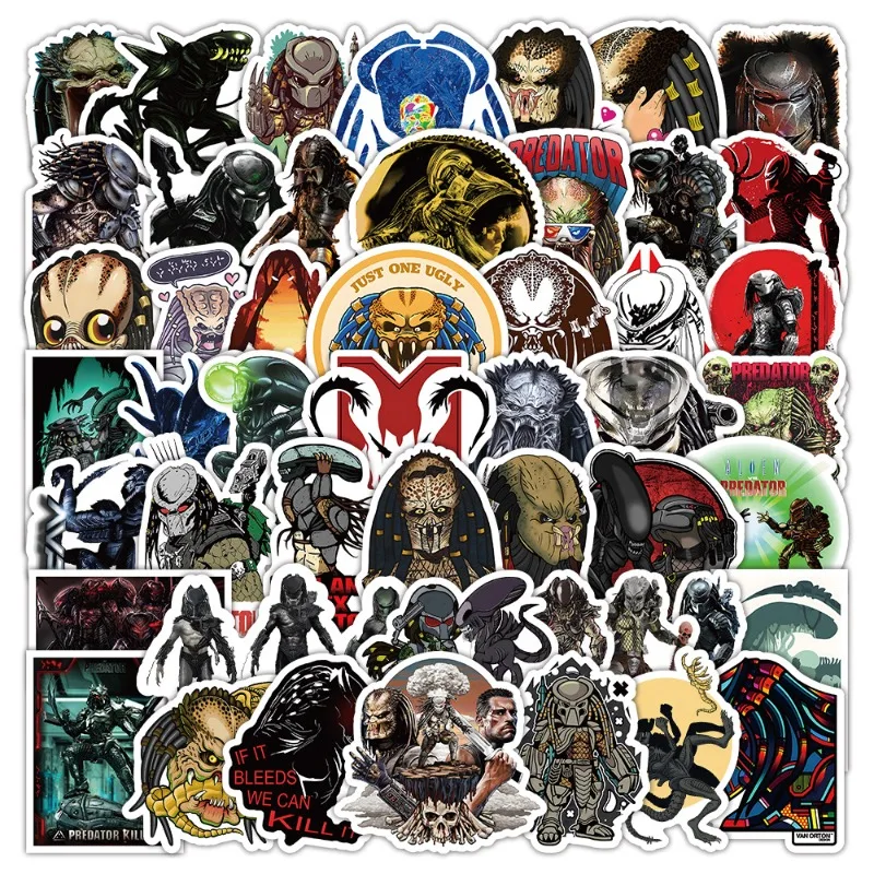 50pcs Predator Movie Stickers Suitcase Water Cup Stationery Mobile Phone Car Scooter Laptop Refrigerator Decorative Stickers