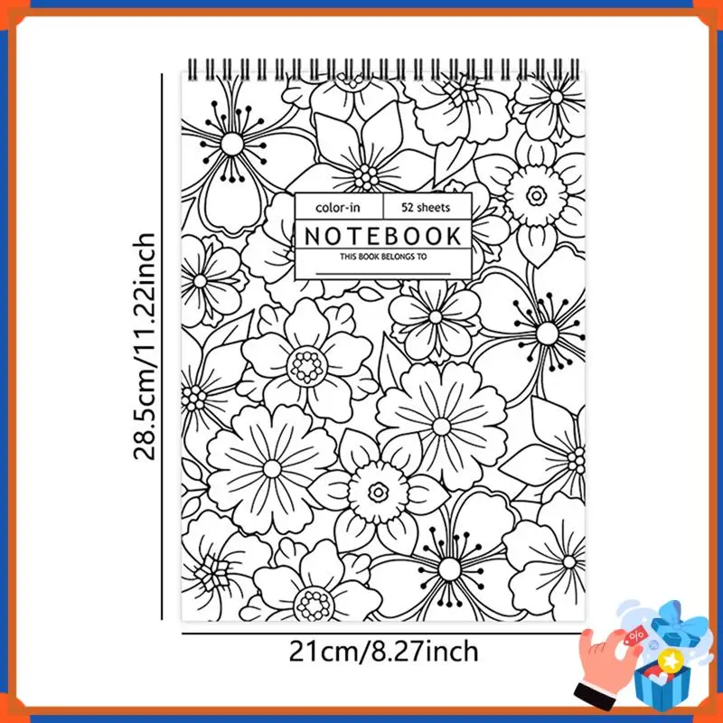 Compacto 2025 Popular Novo Produto de Venda Quente Popular 52 Folhas Color-In Notebook Flor Coloring Notebook B