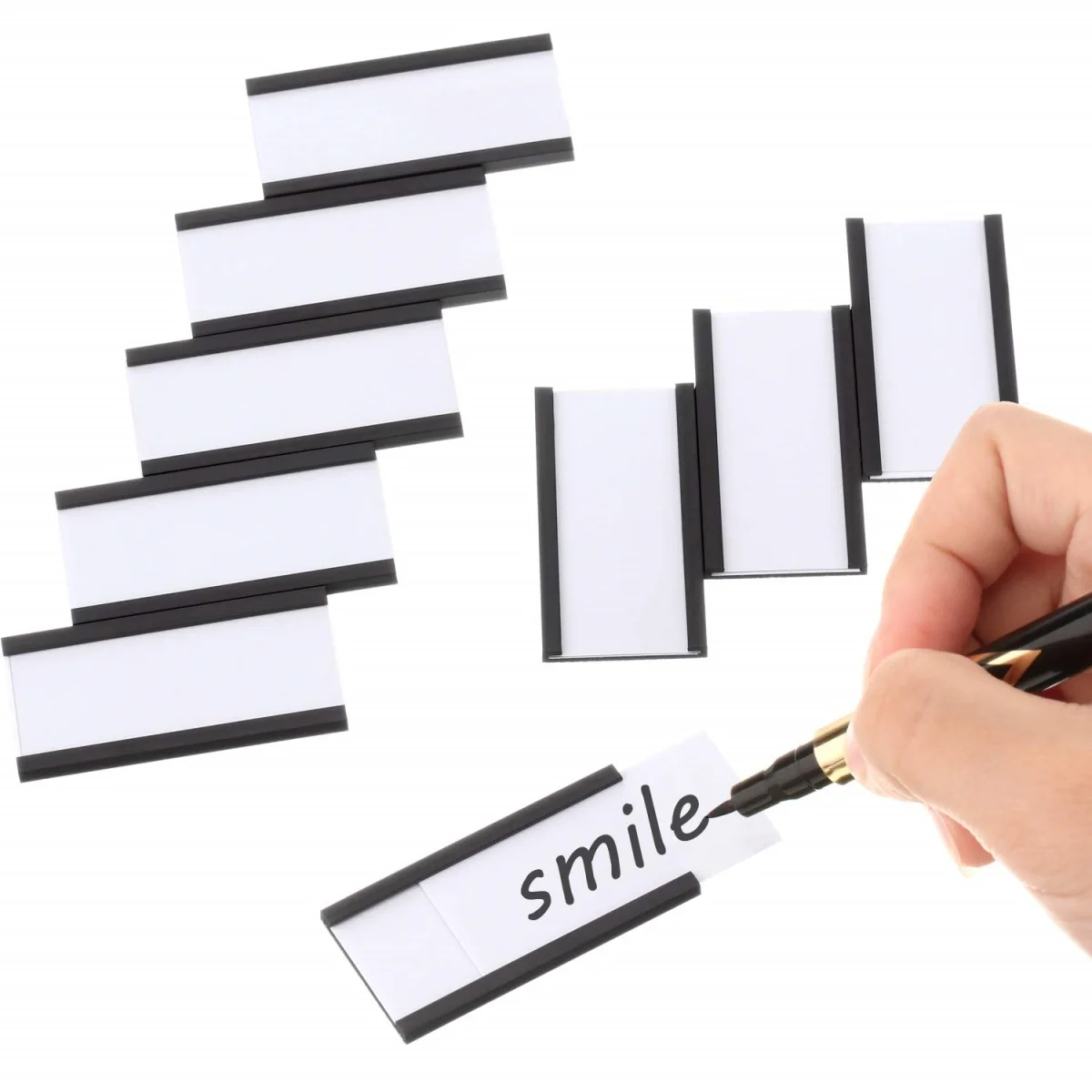 

50pcs tag holder 1x2 inches, with paper plug-in and transparent plastic protector, magnetic data card holder file cabinet label