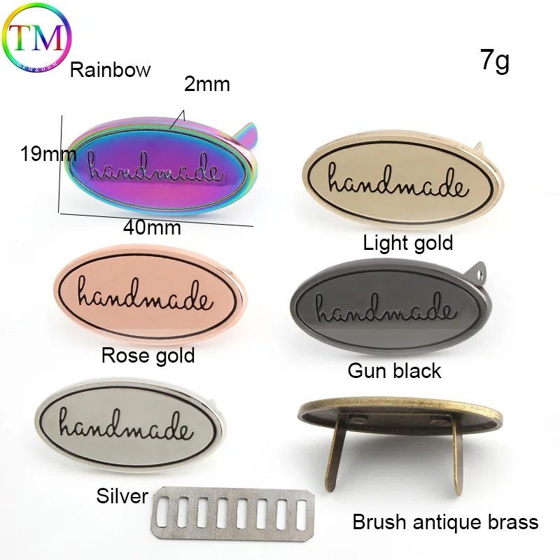 10PC Oval Metal Engraving Bag Labels And Tags Buckle For Garment Handbag Decor DIY Custom Handmade Craft Sewing Tag Accessories