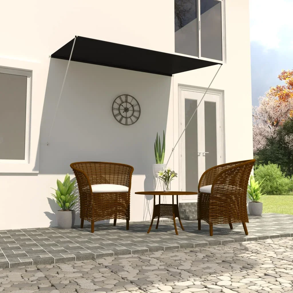 wide (0-400 cm) black Retractable awning to use at the window, on the terrace, on the balcony or in garden